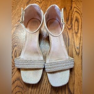 Girls' Gold Beaded Ankle-Strap Dress Sandals